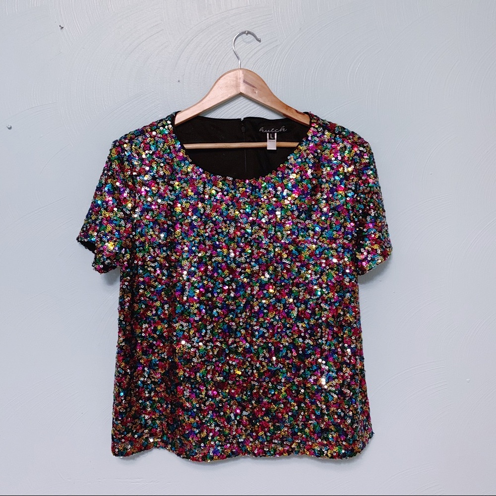 ModCloth It's Raining Rainbow Sequins Top - Picture 3 of 6